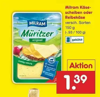 Netto Marken-Discount Milram Käsescheiben Oder Reibekäse Angebot