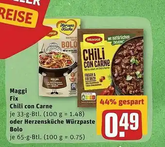 REWE Maggi Fix Chili Con Carne Oder Herzensküche Würzpaste Bolo Angebot