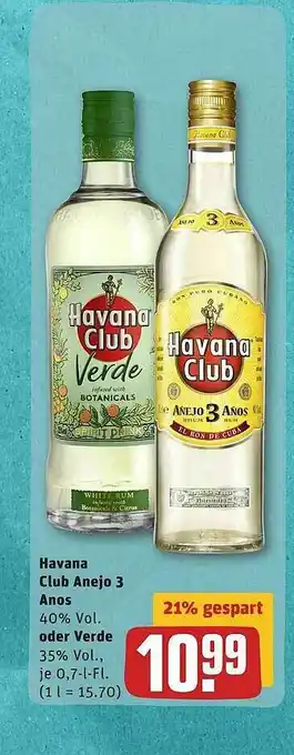 REWE Havana Club Anejo 3 Anos Oder Verde Angebot