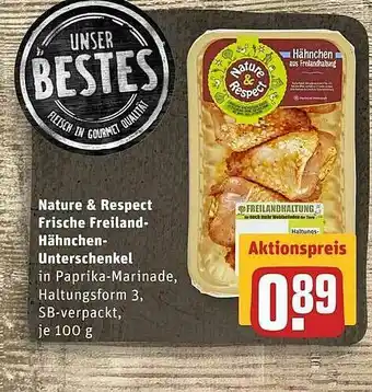 REWE Nature & Respect Frische Freiland-hähnchen-unterschenkel Angebot