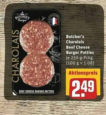 REWE Butcher's Charolais Beef Cheese Burger Patties Angebot