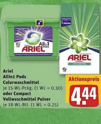 REWE Ariel Allin1 Pods Colorwaschmittel Oder Compact Vollwaschmittel Pulver Angebot