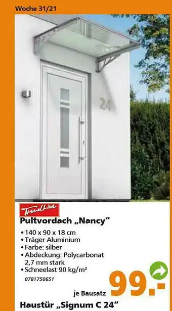 Globus Baumarkt Trendline Pultvordach „nancy” Angebot