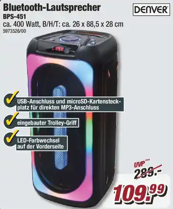 Poco Denver Bluetooth Lautsprecher BPS-451 Angebot