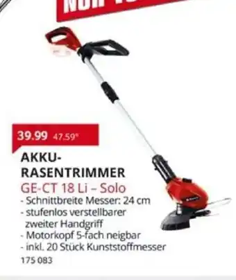 Selgros Einhell Akku-Rasentrimmer l GE-CT 18 Li - Solo Angebot