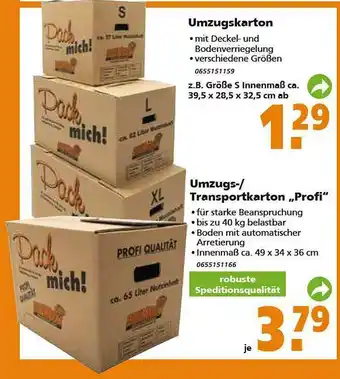 Globus Baumarkt Umzugskarton Oder Umzugs- Transportkarton „profi” Angebot