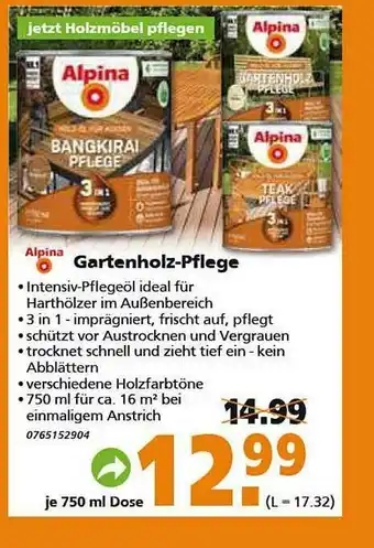 Globus Baumarkt Alpina Gartenholz-pflege Angebot