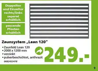 Globus Baumarkt Zaunsystem „lean 120” Angebot