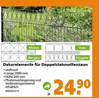 Globus Baumarkt Dekorelemente Für Doppelstabmattenzaun Angebot