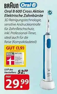 Magro Braun Oral-b 600 Cross Aktion Elektrische Zahnbürste Angebot