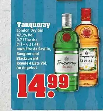 trinkgut Tanqueray London Dry Gin Auch Flor De Sevilla Rangpur Und Blackcurrant Royale Im Angebot Angebot