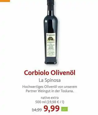 VollCorner Biomarkt Corbiolo Olivenöl La Spinosa Angebot