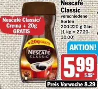 Hit Nescafé Classic 200-220 g Glas Angebot