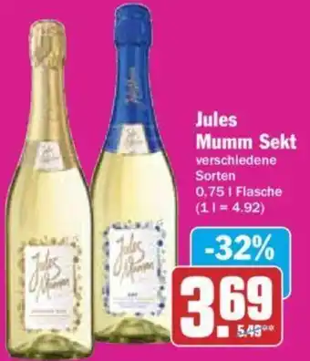 Hit Jules Mumm Sekt 0,75 L Flasche Angebot