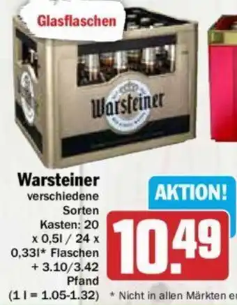 Hit Warsteiner 20x0,5/24x0,33 L Flaschen Angebot