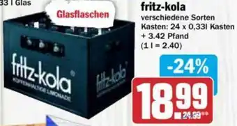 Hit Fritz-Kola 24x0,33 L Kasten Angebot