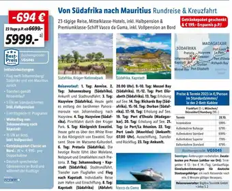 Lidl Von Südafrika nach Mauritius Rundreise & Kreuzfahrt Angebot