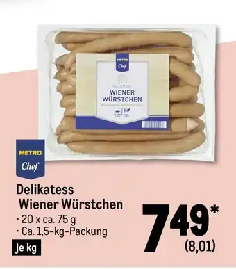 METRO Metro Chef Delikatess Wiener Wurstchen 1kg Angebot