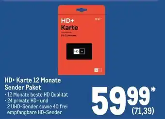 METRO HD+Karte 12 Monate Sender Paket Angebot