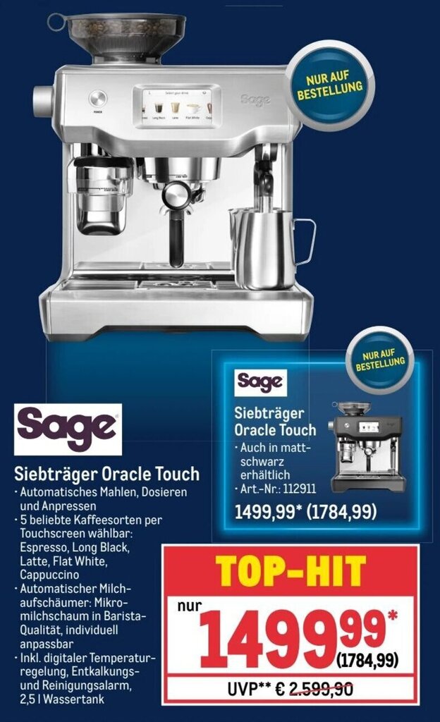 Sage Siebträger Oracle Touch Angebot bei METRO