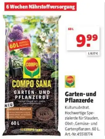 Hagebau Compo Garten und Pflanzerde 60 L Angebot