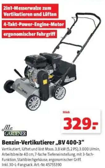 Hagebau Mr. Gardener Benzin Vertikutierer BV 400-3 Angebot