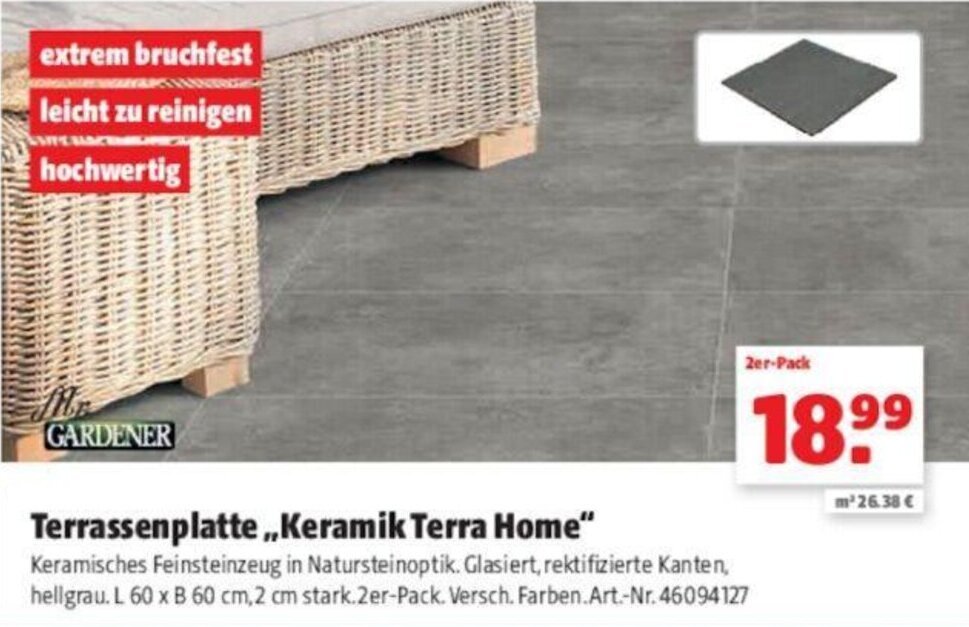 Mr. Gardener Terrassenplatte Keramik Terra Home Angebot bei Hagebau