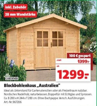Hagebau Mr. Gardener Blockbohlenhaus Australien Angebot