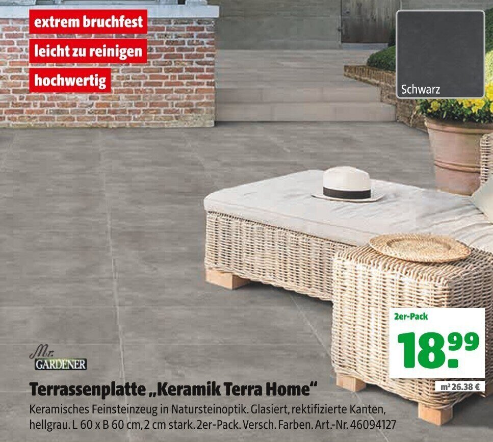 Mr. Gardener Terrassenplatte Keramik Terra Home Angebot bei Hagebau