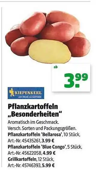 Hagebau Pflanzkartoffeln besonderheiten kiepenkerl Angebot