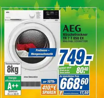 HEM Expert Aeg wäschetrockner tr7t850ex Angebot