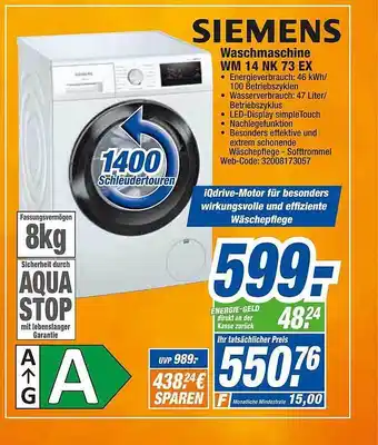 HEM Expert Siemens waschmaschine wm14nk73ex Angebot