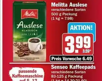 Hit Melitta auslese, senseo kaffeepads Angebot