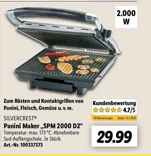 Silvercrest panini maker spm2000d2 Angebot bei Lidl