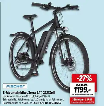 Lidl Fischer e-mountainbike „terra 2.1“, 27,5 zoll Angebot