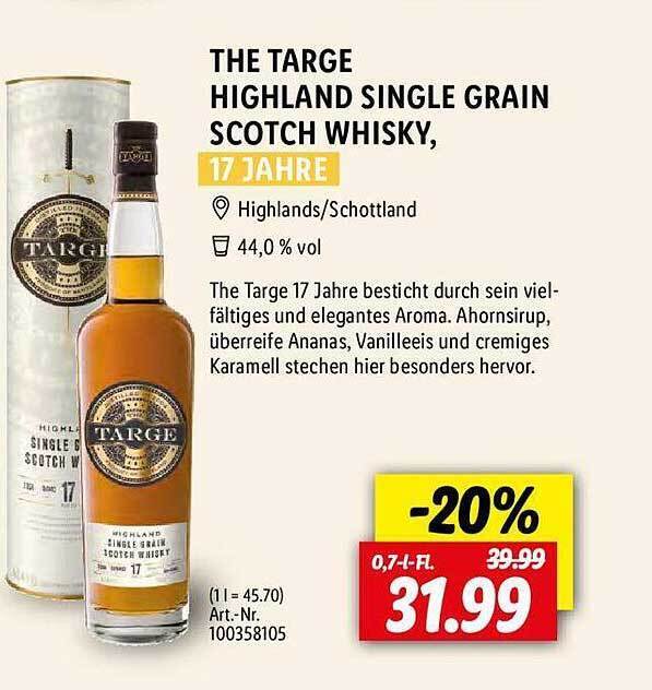 The targe highland single grain scotch whisky Angebot bei Lidl