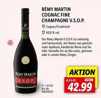Lidl Rémy martin cognac fine champagne v.s.o.p. Angebot