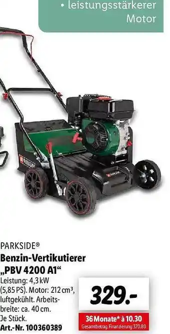Lidl Parkside benzin-vertikutierer „pbv 4200 a1“ Angebot