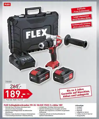 Bauking Flex schlagbohrschrauber pd 2g 18.0-ec fs55 2 x akku 18v Angebot