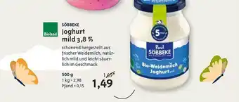 Biocompany Söbbeke joghurt mild 3,8 % Angebot