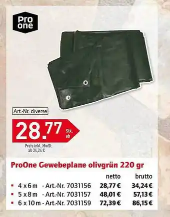 Bauking Proone gewebeplane olivgrün 220 gr Angebot