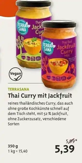 Biocompany Terrasana thai curry mit jackfruit Angebot