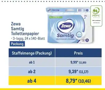 METRO Zewa Samtig Toilettenpapier 24 Rollen Angebot