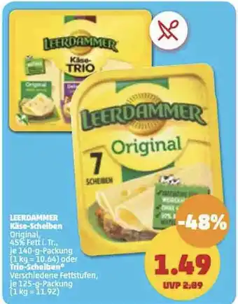 PENNY Leerdammer Kase-Scheiben o. Trio-Scheiben 140/125 g Angebot