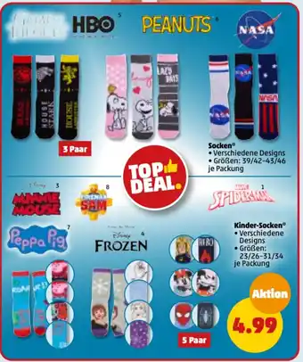 PENNY Socken 39/42-43/46, 3 st / Kinder-Socken 23/26-31/34 , 5 st Angebot