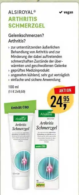 Reformhaus Bacher Alsiroyal arthritis schmerzgel Angebot