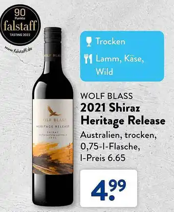 Aldi Süd Wolf blass 2021 shiraz heritage release Angebot