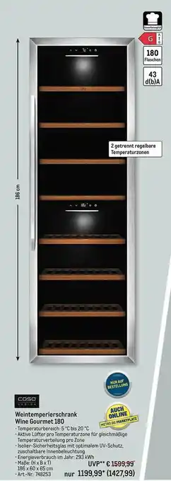 METRO Caso weintemperierschrank wine gourmet 180 Angebot