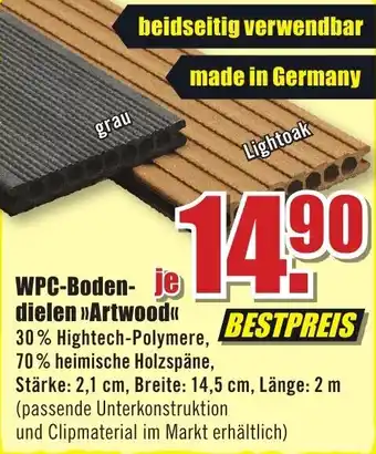 B1 Discount Baumarkt WPC Bodendielen Artwood Angebot