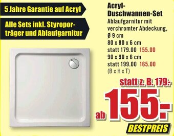 B1 Discount Baumarkt Acryl Duschwannen Set Angebot